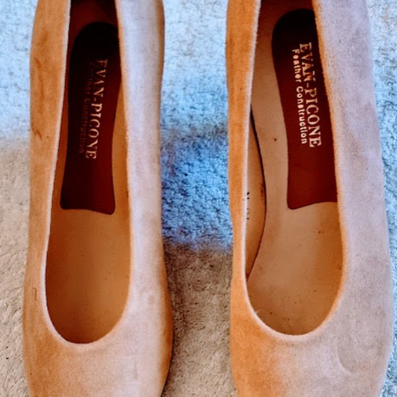 Evan-Picone Feather Construction Suede Natural Shoes Heels Never Worn 10N - Picture 1 of 5